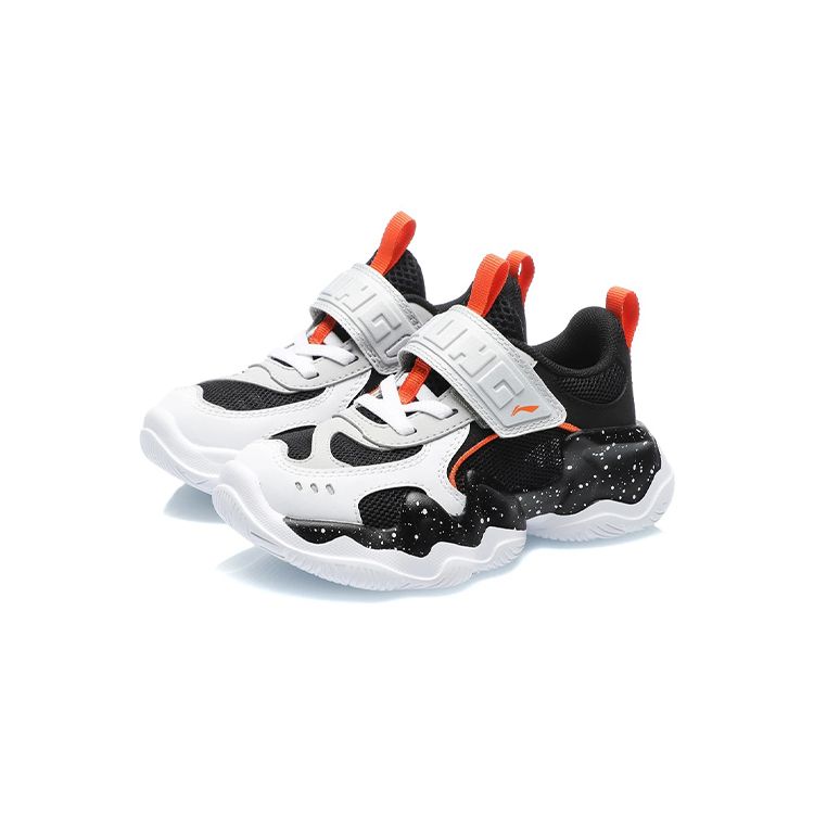 LiNing Durable Non-Slip Breathable Lightweight Low-Top Kids Running Shoes Kids Running Shoes Black Gray YKNR046-1