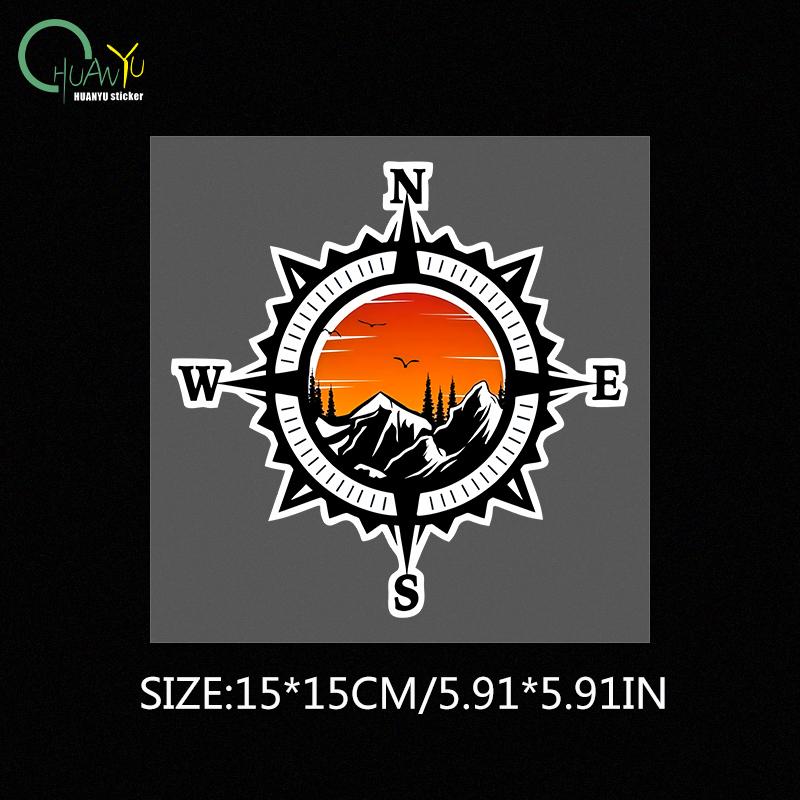 

Набор наклеек для мотоцикла с горным узором и компасом, водонепроницаемые, для мотоциклетного шлема, топливного бака, окон автомобиля, виниловые наклейки 15cm