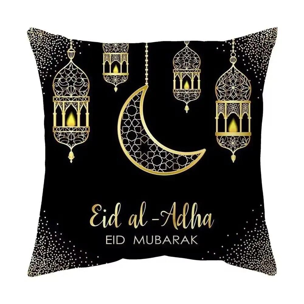 2024 Eid Mubarak Pillowcase Short Plush Comfortable Cushion Cover Islamic Ramadan Decorative Mosque Muslim Pillowcase Gift