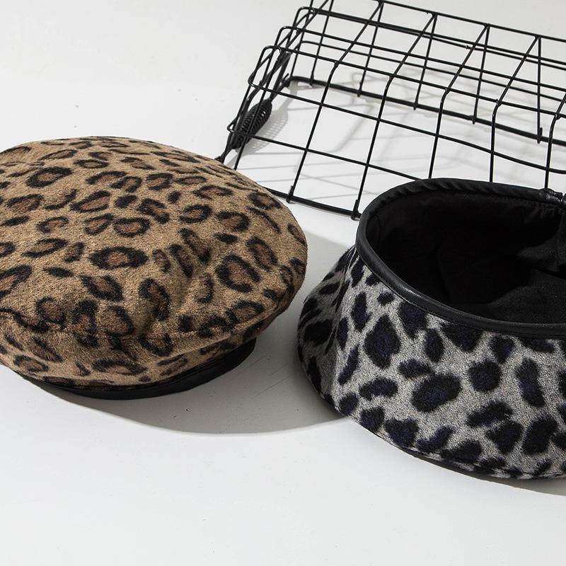 Leopard print beret children autumn and winter literary and simple bud hat niche retro personalized casual painter hat