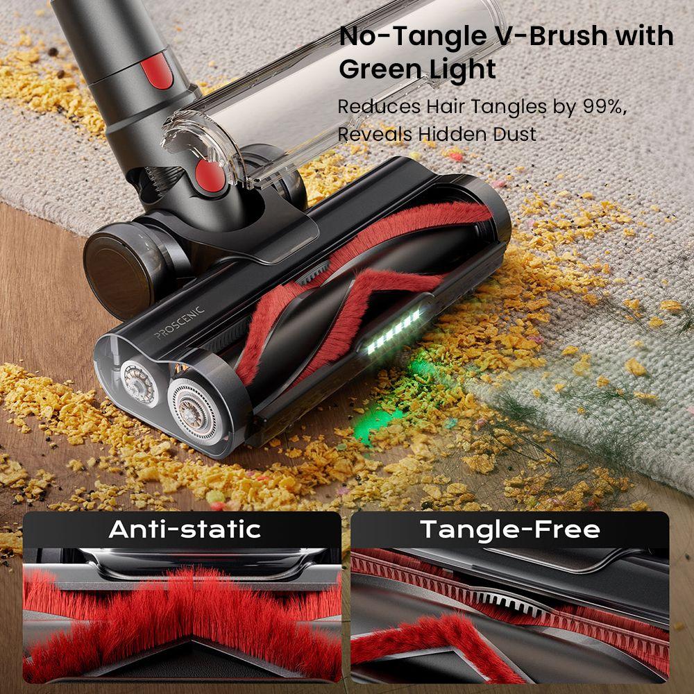 Proscenic P16 Cordless Stick Vacuum Cleaner, 50kPa Suction, 55mins Runtime, 180° Bendable Wand