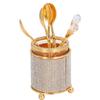 6Pcs Coffee Spoons Set with Holder Zinc Alloy Gold Dessert Spoons Mini Tea Spoons Set for Fruit Stirring Mixing Sugar