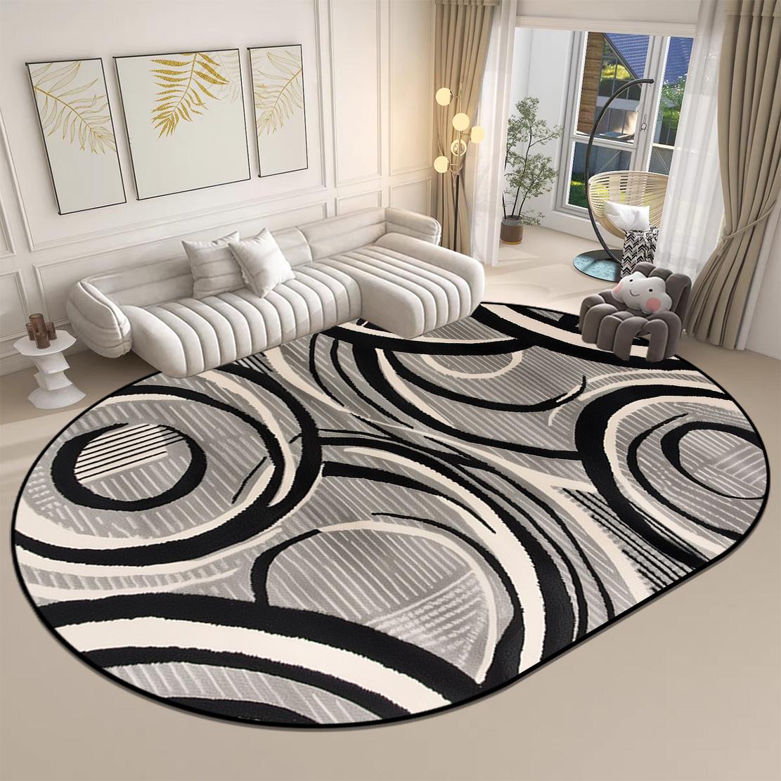 

Овальний килим у сучасному стилі для вітальні великого розміру, миється, килимок для кавових столиків, IG Домашній декор, нековзні м які килими, що налаштовуються 100*160cm