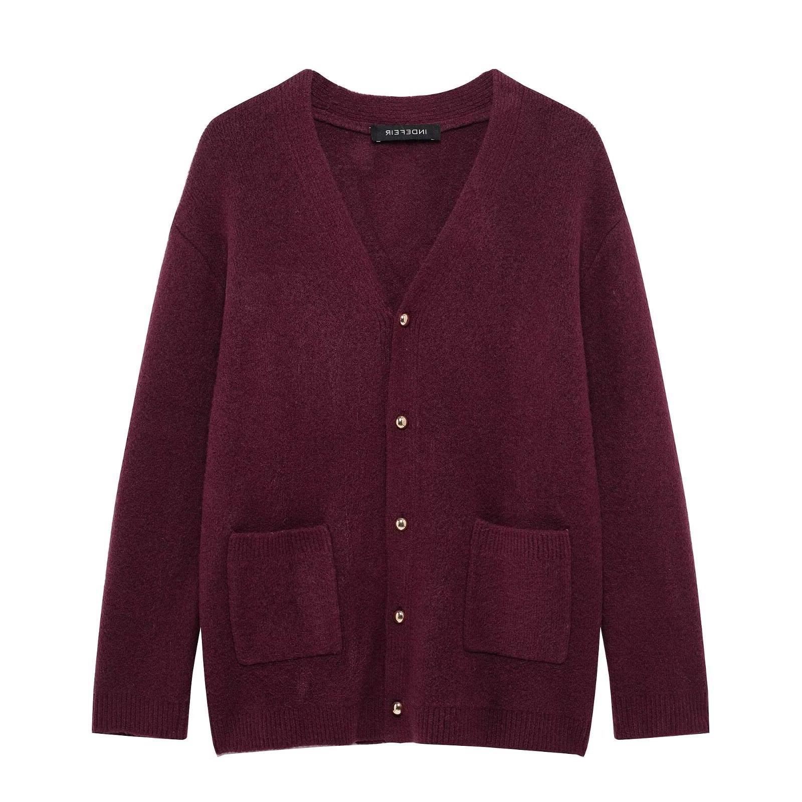 

TAOP&ZA Spring Women s Versatile Knitted Cardigan Coat Medium червоний/глибокий