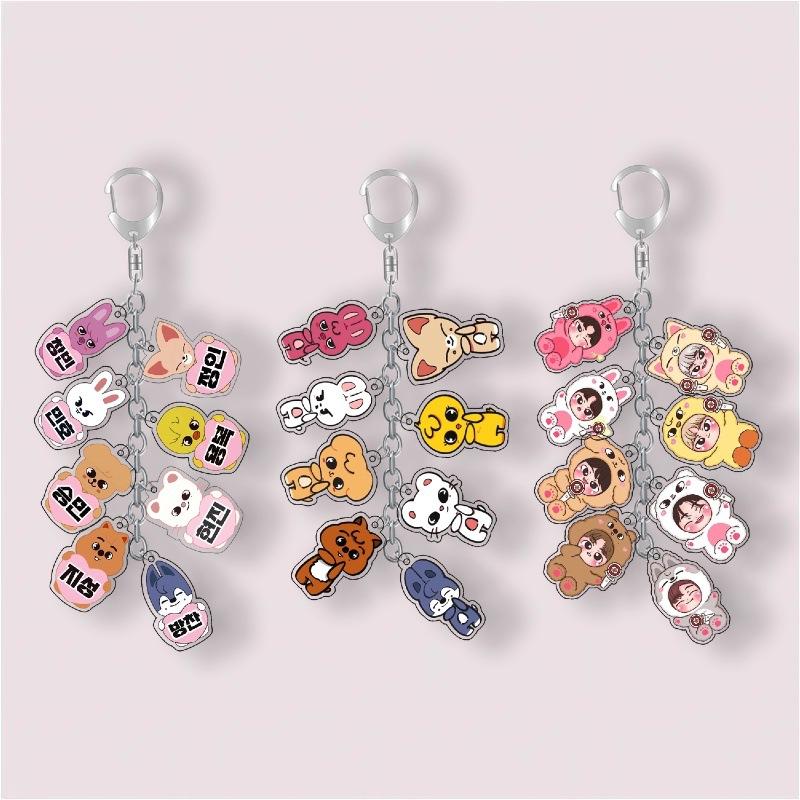 3pc Stray Kids SKZOO 8-in-1 Keychain-Wolf Chan Leebit Dwaekki Jiniret Han Quokka BbokAri PuppyM FoxI.Ny Multi Pendant KeyRing Kpop Bag Charm STAY Gift