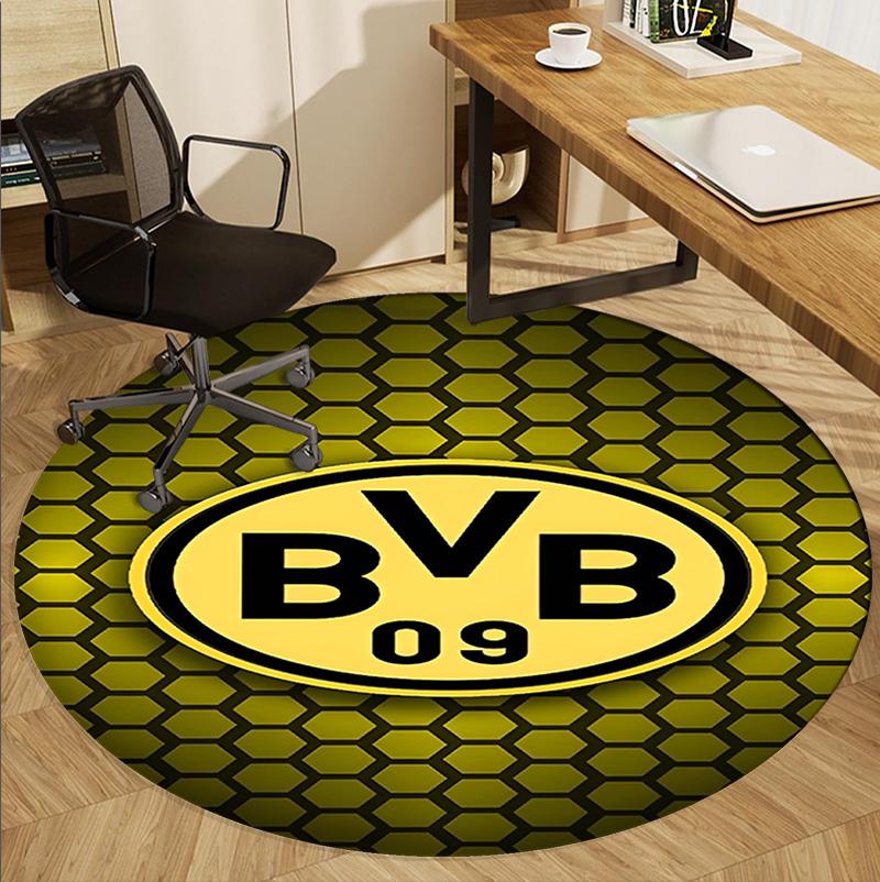 Borussia Dortmund Pattern Round Rug, Indoor/Outdoor Mat, for Picnic, Gameroom, Bedroom, Office, Living Room, Home Decor Carpet, Birthday Gift