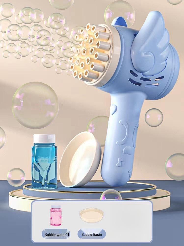 Angel Bubble Machine: 23-Hole Handheld Electric Bubble Gun for Kids