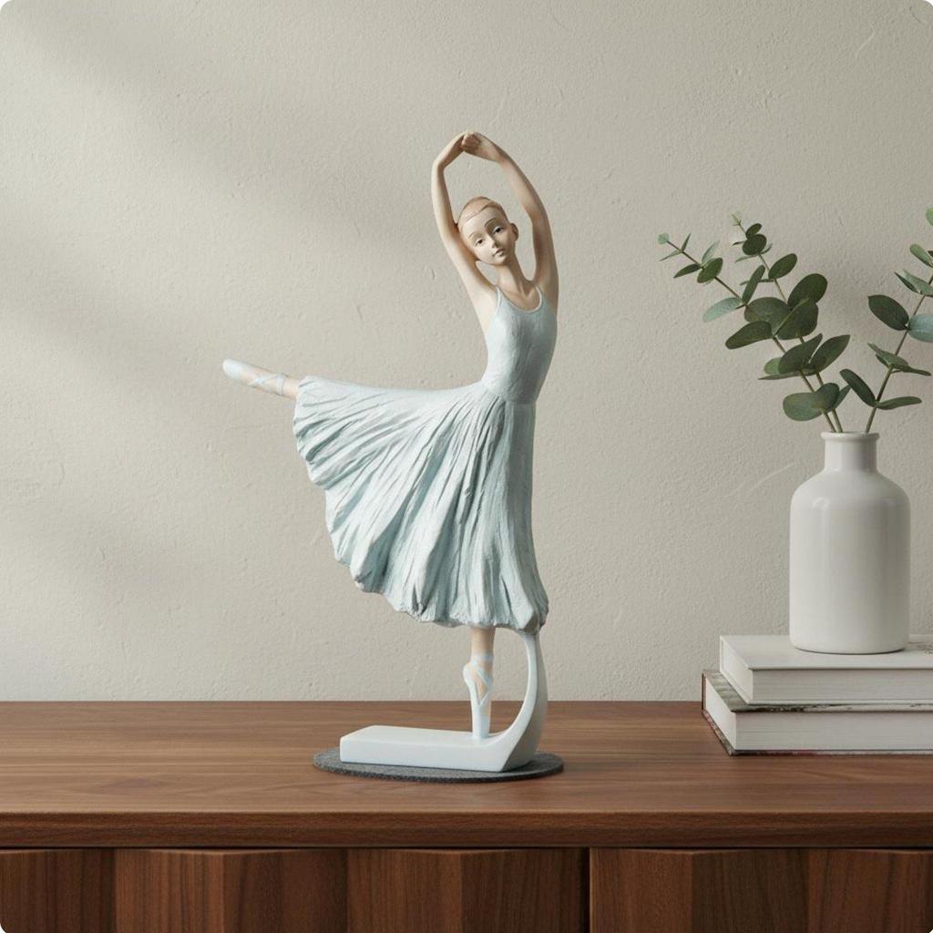 Figurina Ballerina Stile Artistico Scultura Ragazza Design Elegante Statua Ballerina per