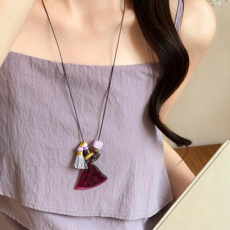 Fresh Fruit Peel Beaded Wood Necklace Clavicle Chain - Versatile Everyday Accessory