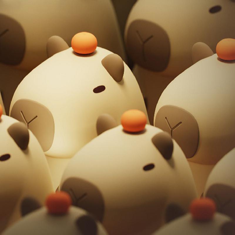 Cute Cartoon Capybara Silicone Night Light Usb Rechargeable Timing Dimming Sleep Night Lamp For Children's Room Gift For Kid