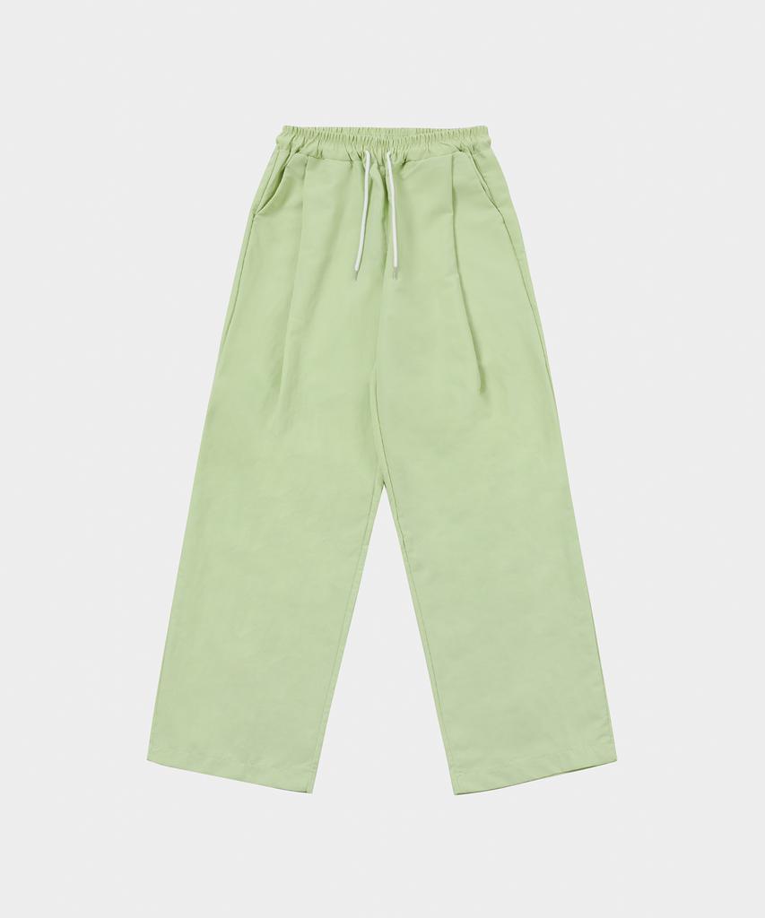 SLOW RECORD HOUSE Nylon One-Pleat Pants_Kiwi