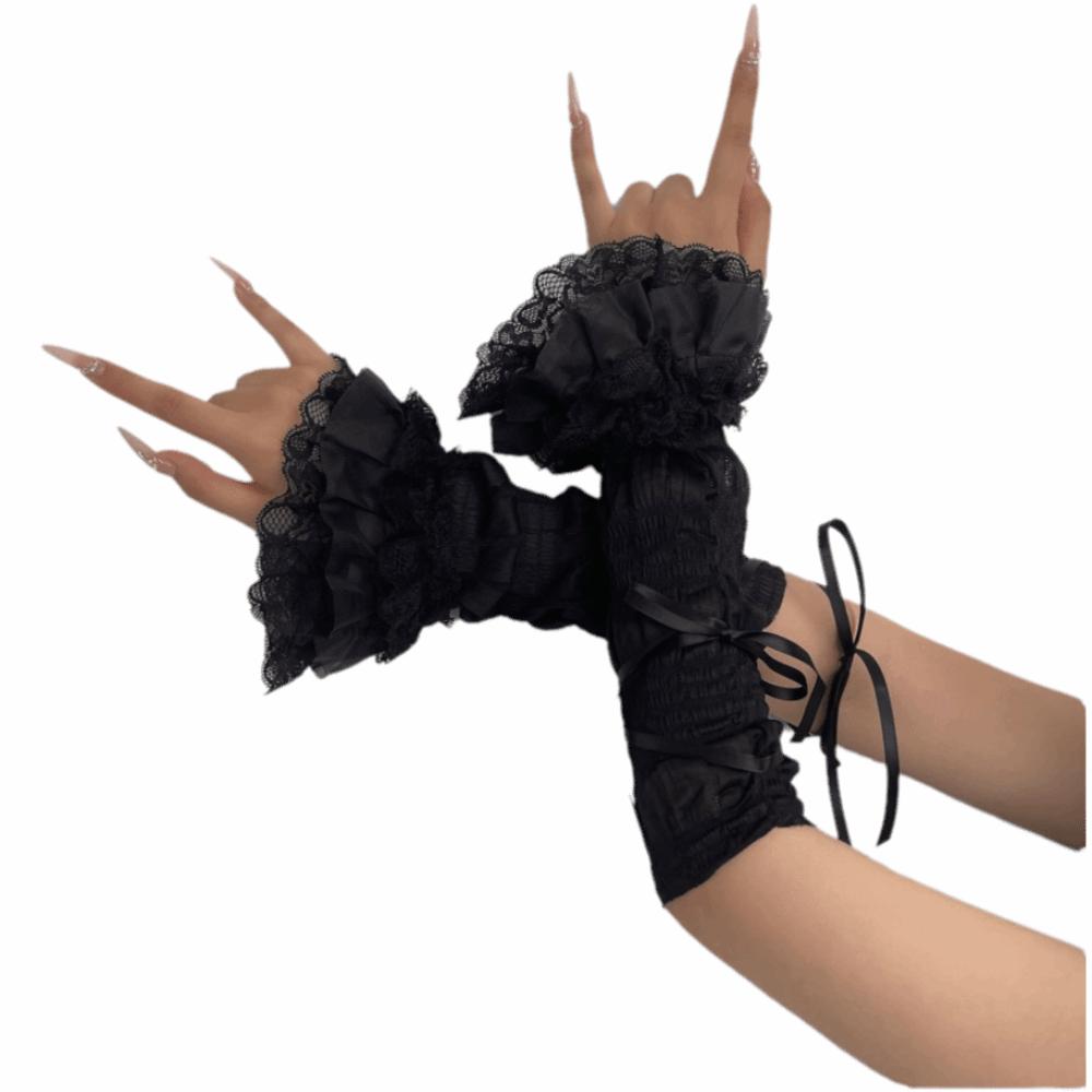 Thin Fabric Bowknot Arm Cuffs Bow Decorated Girls Arm Sleeves Cute Ballet Sleeve Covers Cosplay