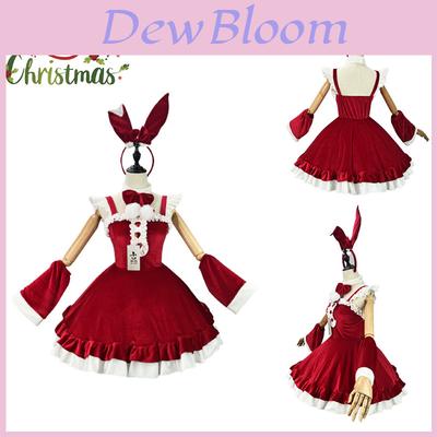 Christmas Wine Red 5xl Sexy Santa Maid Outfit Cosplay Bow Lolita Costume