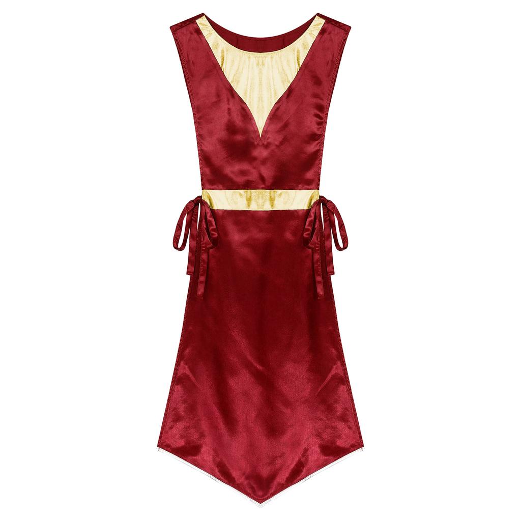 Womens Church Worship Robe Choir Performance Tunic Metallic Patchwork Lace-Up Sides Split Satin Dress Dancewear