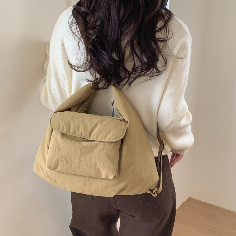 Schoolbag Solid color padded bag Women's messenger bag Simple versatile atmosphere Multifunctional lightweight backpack Backpack Tote bag