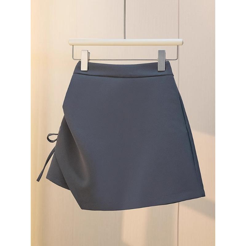 Unregelmäßiger kurzer Rock Rock Frühling und Herbst Damenmode Culottes Kordelzug A-Linie Hüftrock