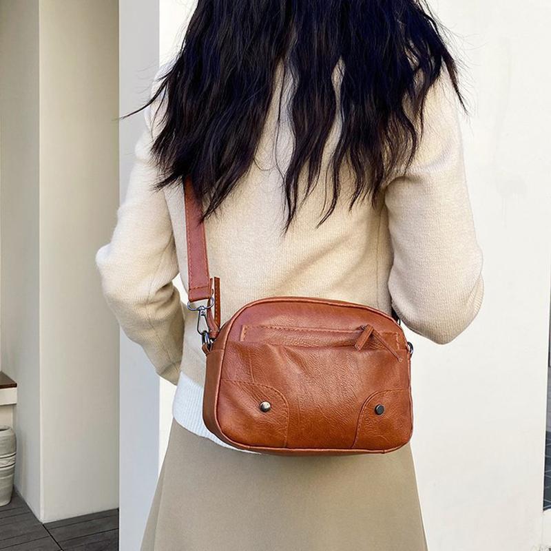 Vintage Simple Women Tašky přes rameno Malá kabelka Crossbody Phone Peněženka Pack Měkké PU kožené čtvercové tašky Messenger