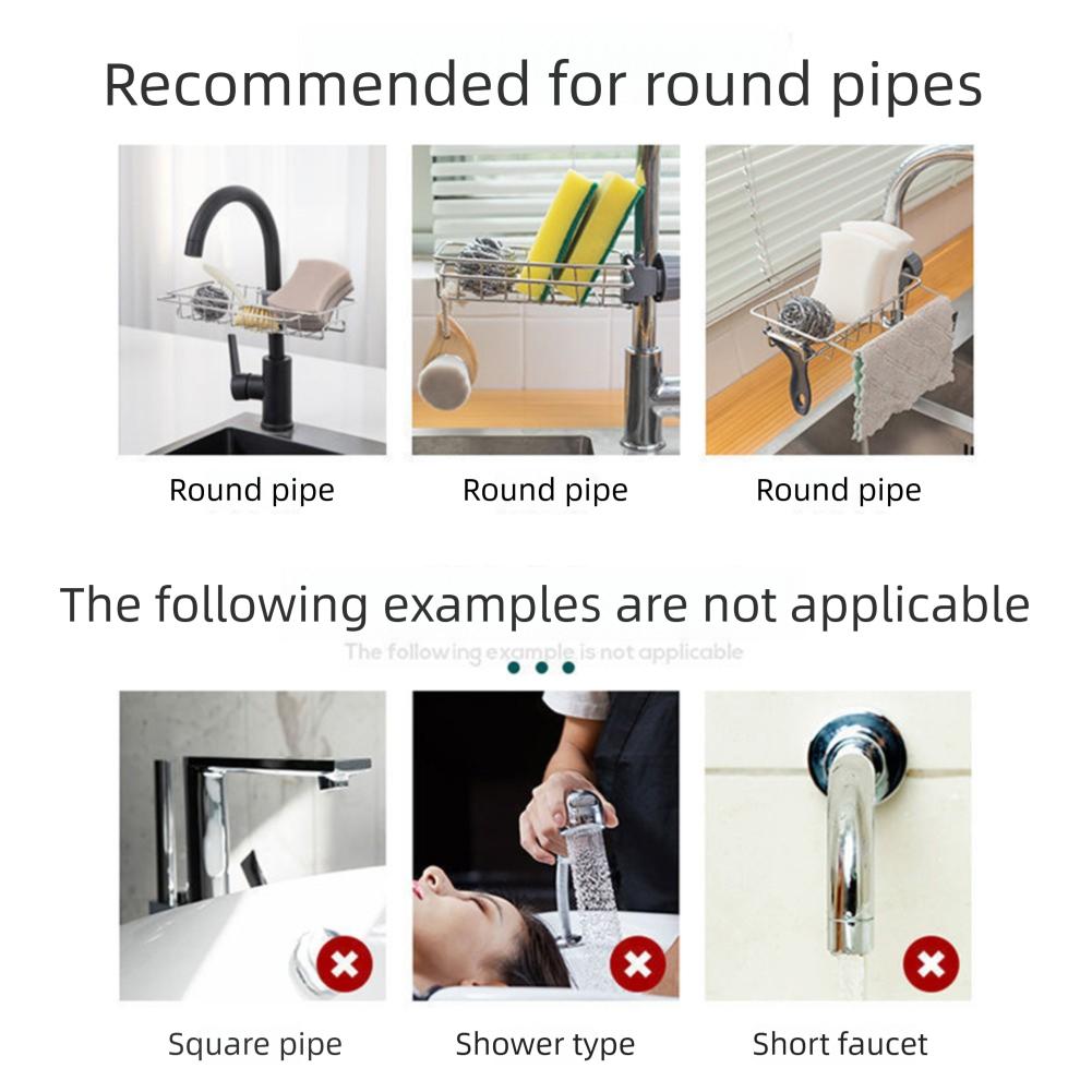 Sponge Holder Over Faucet Kitchen Sink Caddy Organiser Adjustables Stainless Steel Sponge Holder for Kitchen Sink