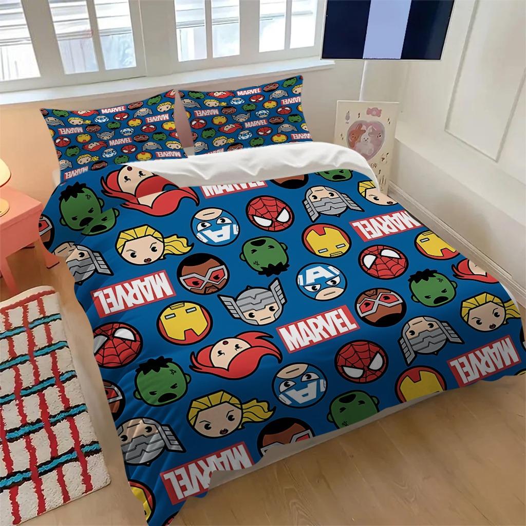 Marvel Человек-паук 100% Полиэстер Аниме Принт Комплект Постельного Белья Пододеяльник Евро Хлопок Милый Принт Мультяшный Пододеяльник 90x200cm