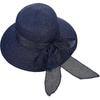 Chapeau de soleil en paille pour femme avec nœud papillon Bleu M 56-58 cm Large bord Chapeau de plage Été Extérieur Protection solaire pour le voyage et les vacances