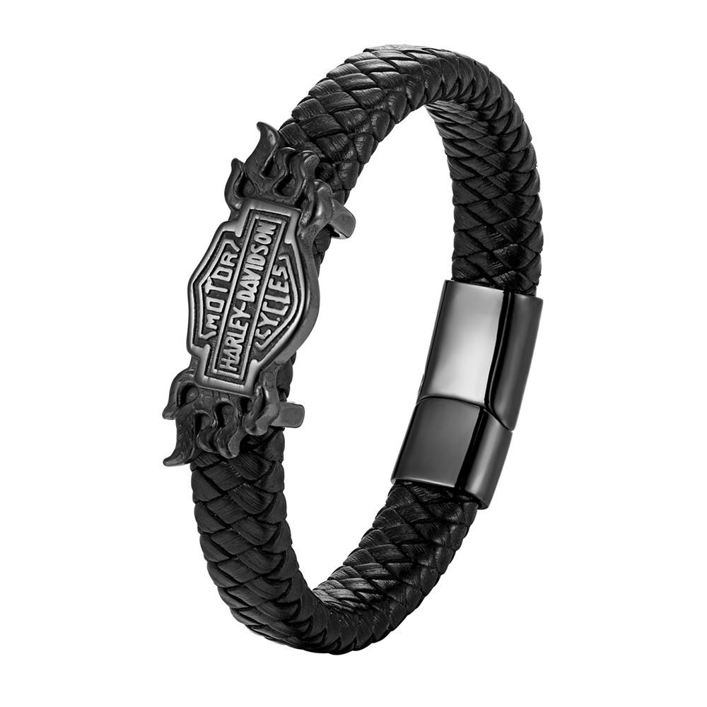 

2026 Knight Shield Braided Leather Bracelet Men s Fashion Trend Personality Bracelet 23CM