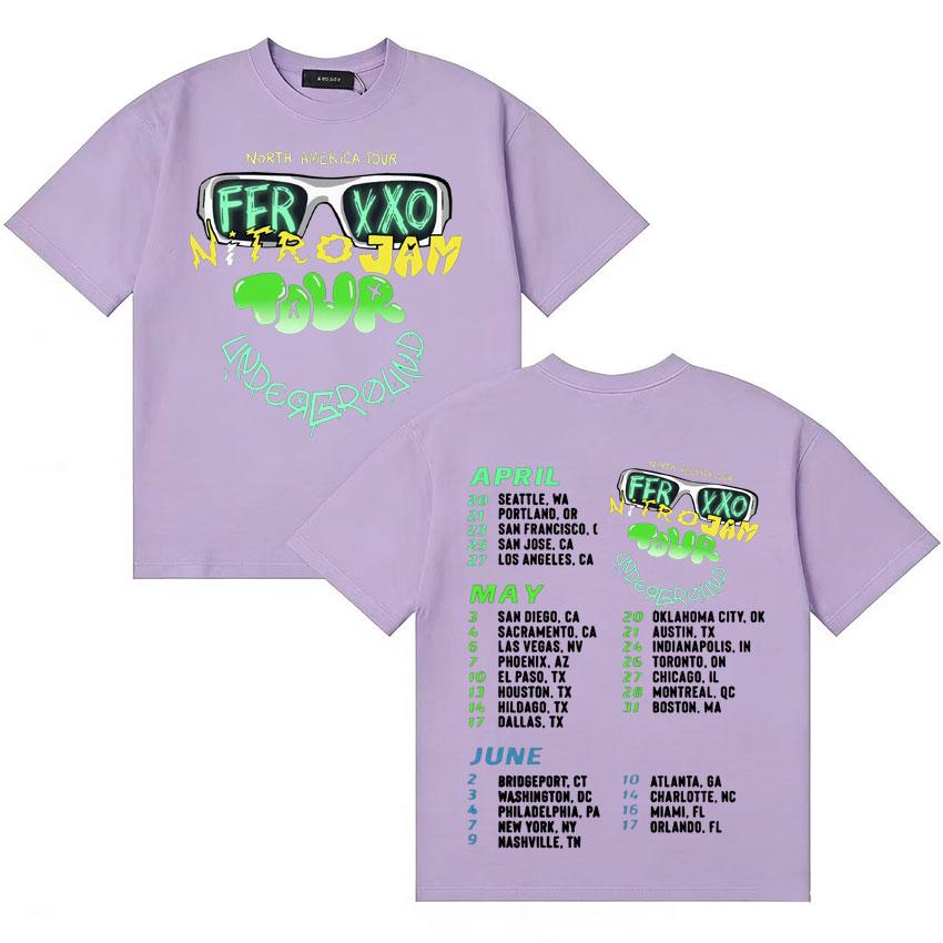 Feid Aesthetic Tour List Graphic Tshrit Pop Music High Quality Y2k Clothing Casual Short Sleeve Cotton Oversized Tops Fans Gift