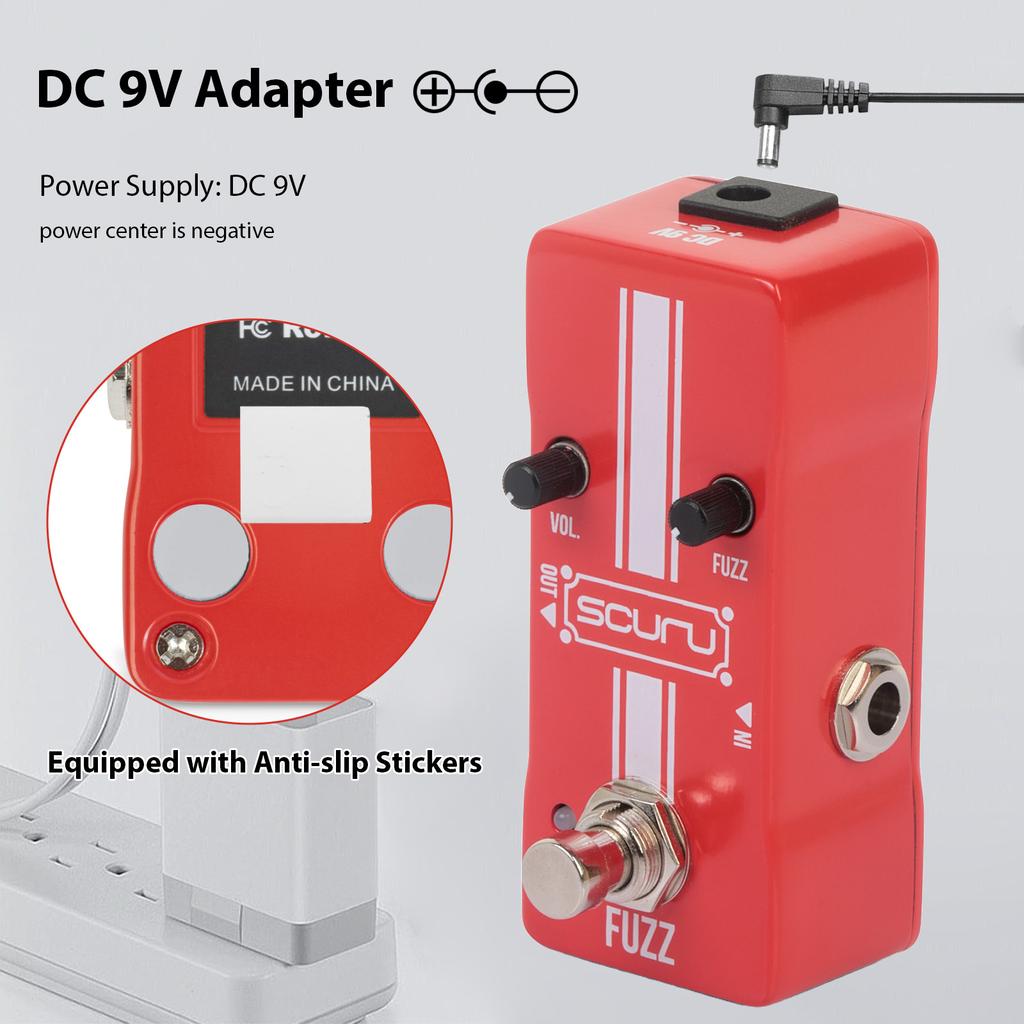 SCURU Guitar Fuzz Effects Pedal VOL/FUZZ Versatile Sound DC 9V 6.35mm Input/Output Interface Mini