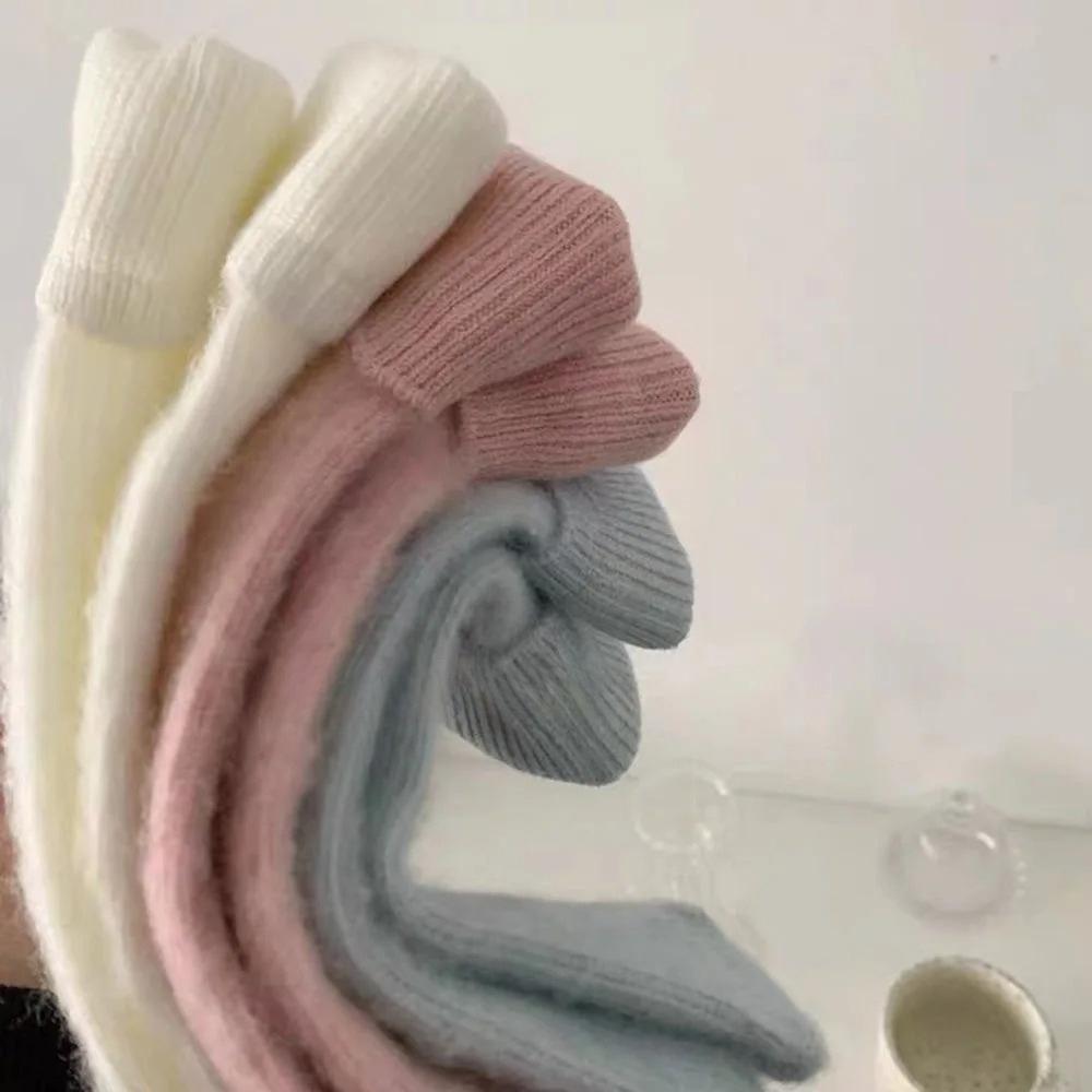 6 par Myke Angora Crew Sokker Pastellfarge Vintersokker dame Vinter Tykke Ensfarvede Tubesokker Varme Vintersokker Nyttårssokker