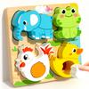 4-in-1 Wooden Toys 3D Wood Puzzle Cartoon Animals Cognitive Jigsaw Puzzle Early Learning Educational Toys For Children Gift