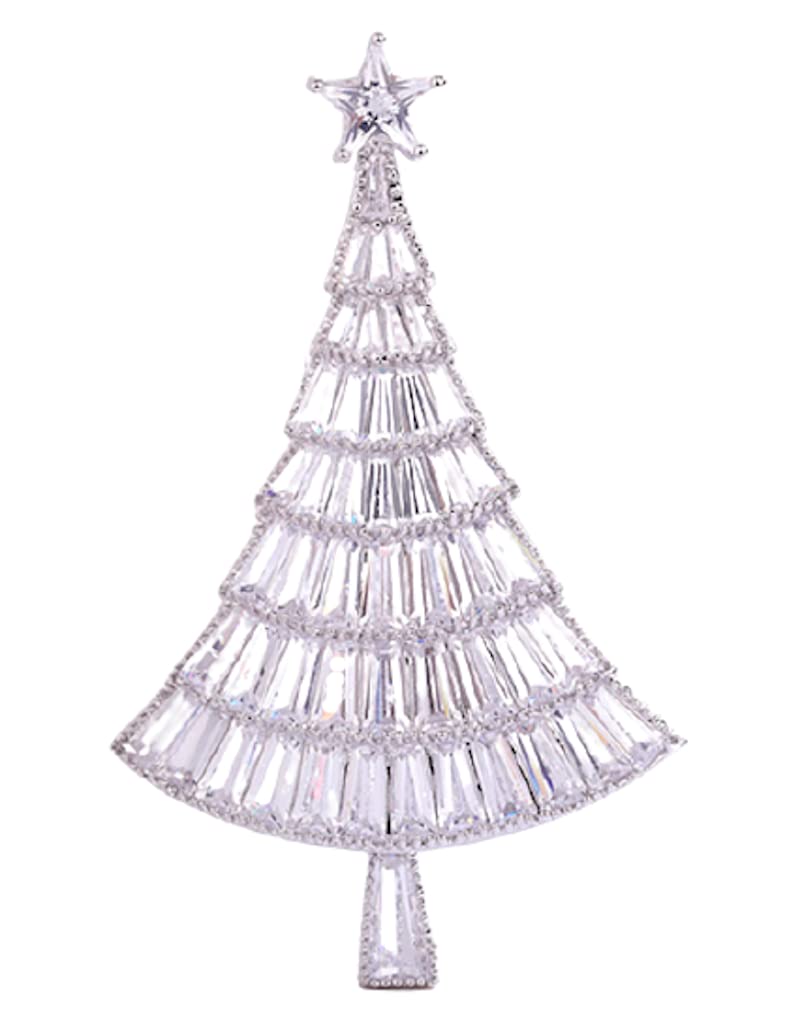 

LOVES Brooch Christmas Tree Cubic Zirconia 14KGP Silver Sparkly Gift Present pouch [Velvet-like included]