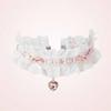 Lace Woven Bow Choker Necklace With Crystal Heart Pendant Elegant Zinc Alloy Chain For Women Daily Wear Gift Idea