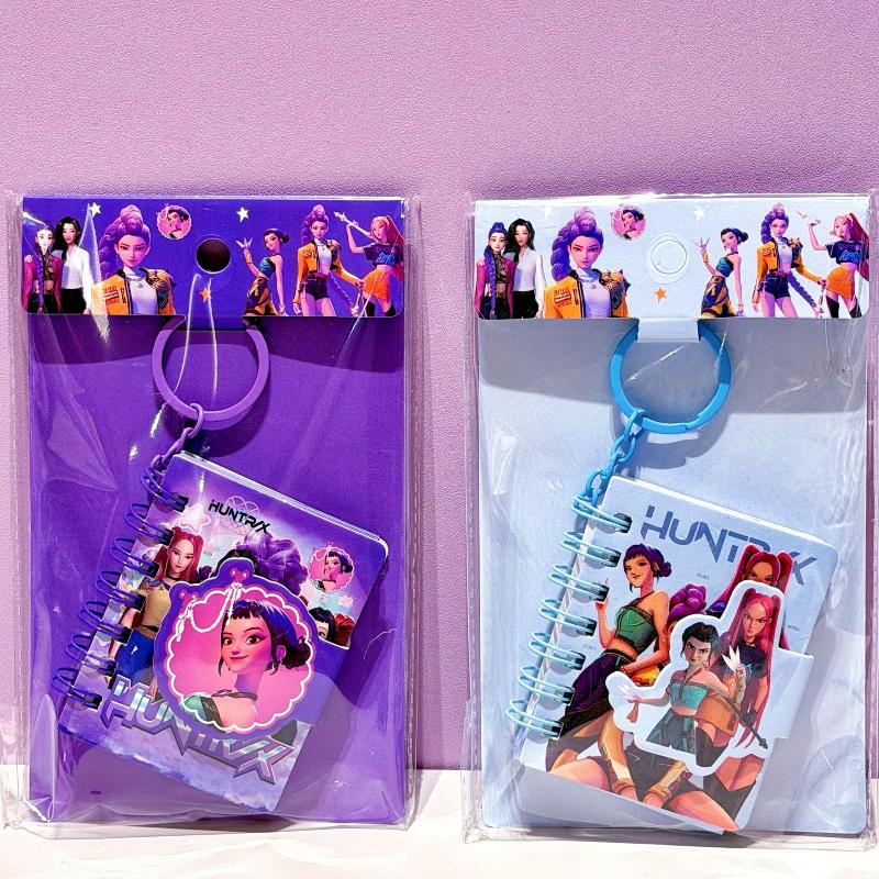 1Pcs Random Kpop Demon Hunters Keychain Notebooks Rumi Mira Zoey Anime Patterns Coil Notepad Stationery School Supplies Gifts