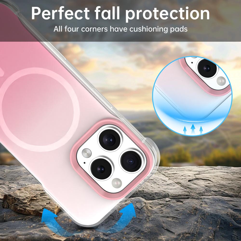 For iPhone 16 Pro Max Magnetic Case Gradient Design Borderless IMD TPU+PC+PET Phone Cover