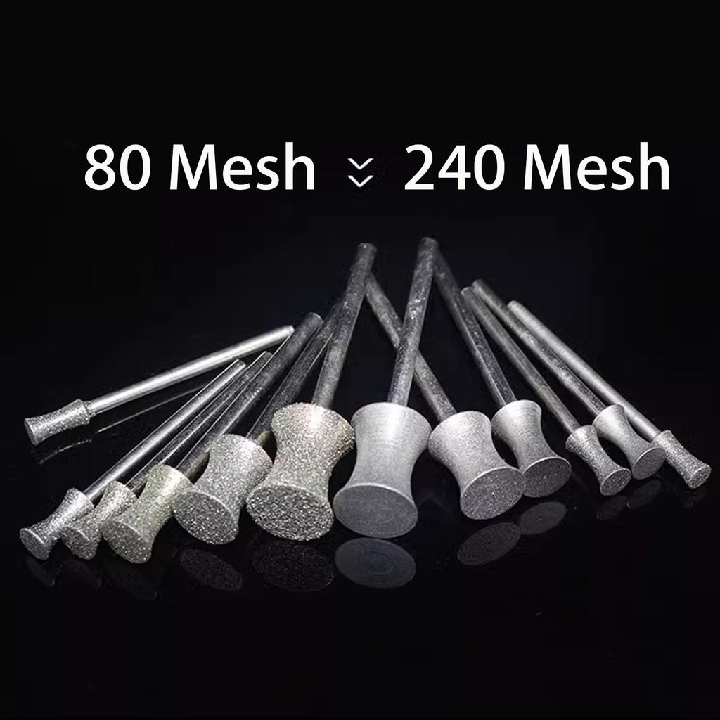 6pcs 80# 240# Diamond Grinding Heads, 4mm-12mm Jade Ring Bracelet Round Bead Polishing Shaping Wheel Concave Bits