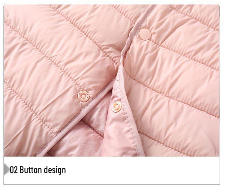 2025 Spring/Autumn Women's Collarless Lightweight Down Cotton Vest - Inner Wear Thin Style Gilet