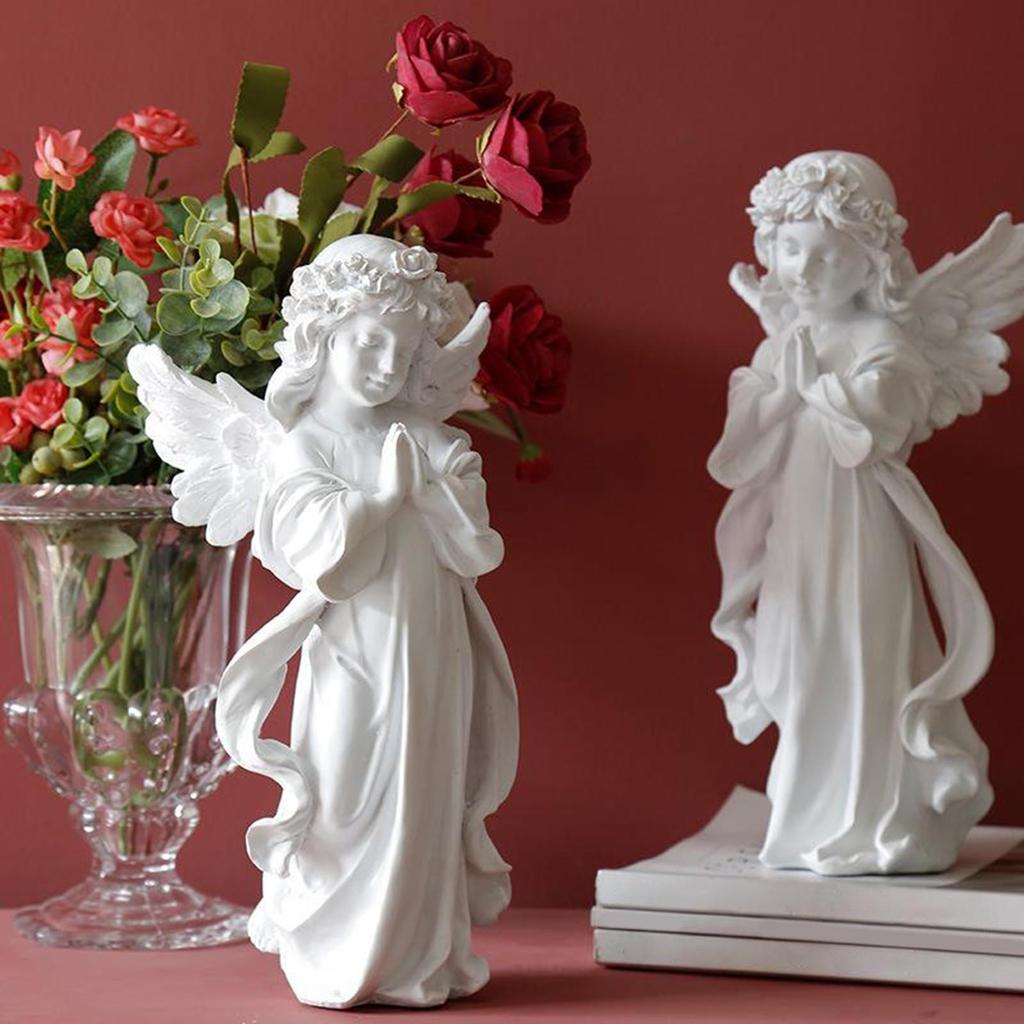 Cute Resin Praying Angel Figurine European Style Fairy Prayer Angel Shelf Sculpture Desktop Ornament