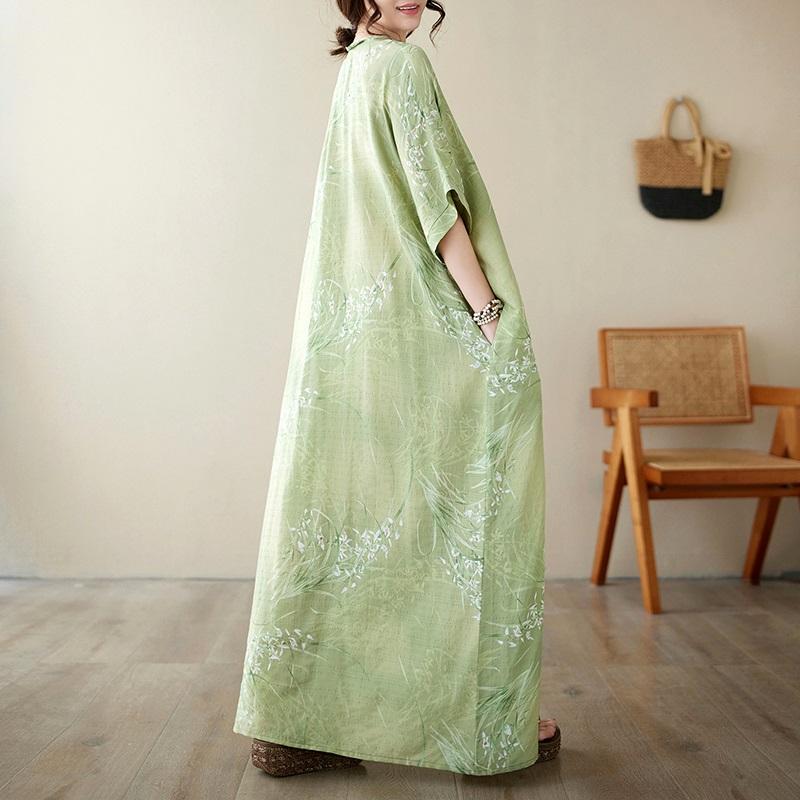 Short Sleeve Plus Size Vintage Floral New In Dresses for Women Casual Loose Maxi Long Summer Dress