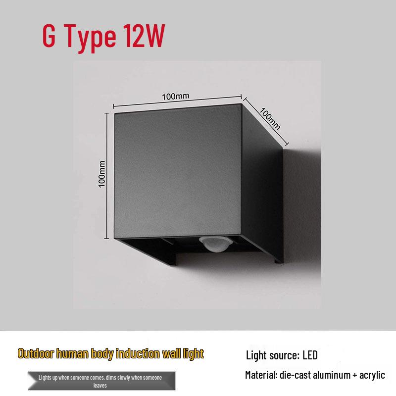 Waterproof LED Motion Sensor Outdoor Wall Light: Modern Minimalist Design for Courtyard, Balcony, and Entryway