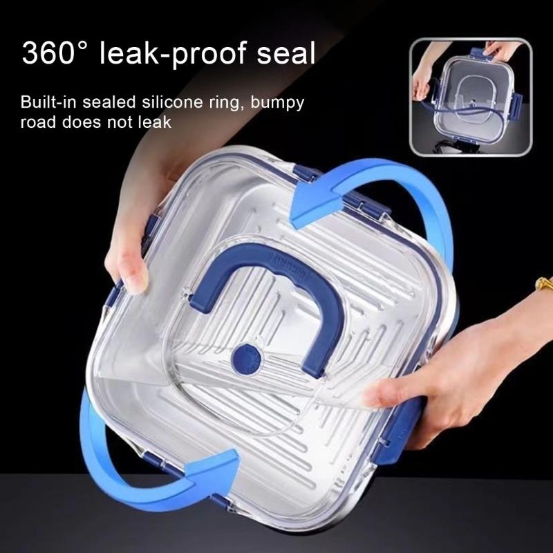 Multipurpose Stainless Steel Food Preserver Lunch Box with Transparent Lid Household Crisper Practical Meal Container