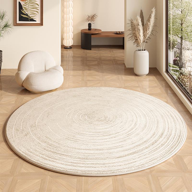 Cremefarbene Teppiche für das Wohnzimmer, Leichter Luxus, Schlafzimmerdekoration, Plüschteppich, Flauschiger Weicher Runder Teppich, Einfache Haus Bodendämmmatte Verdickt