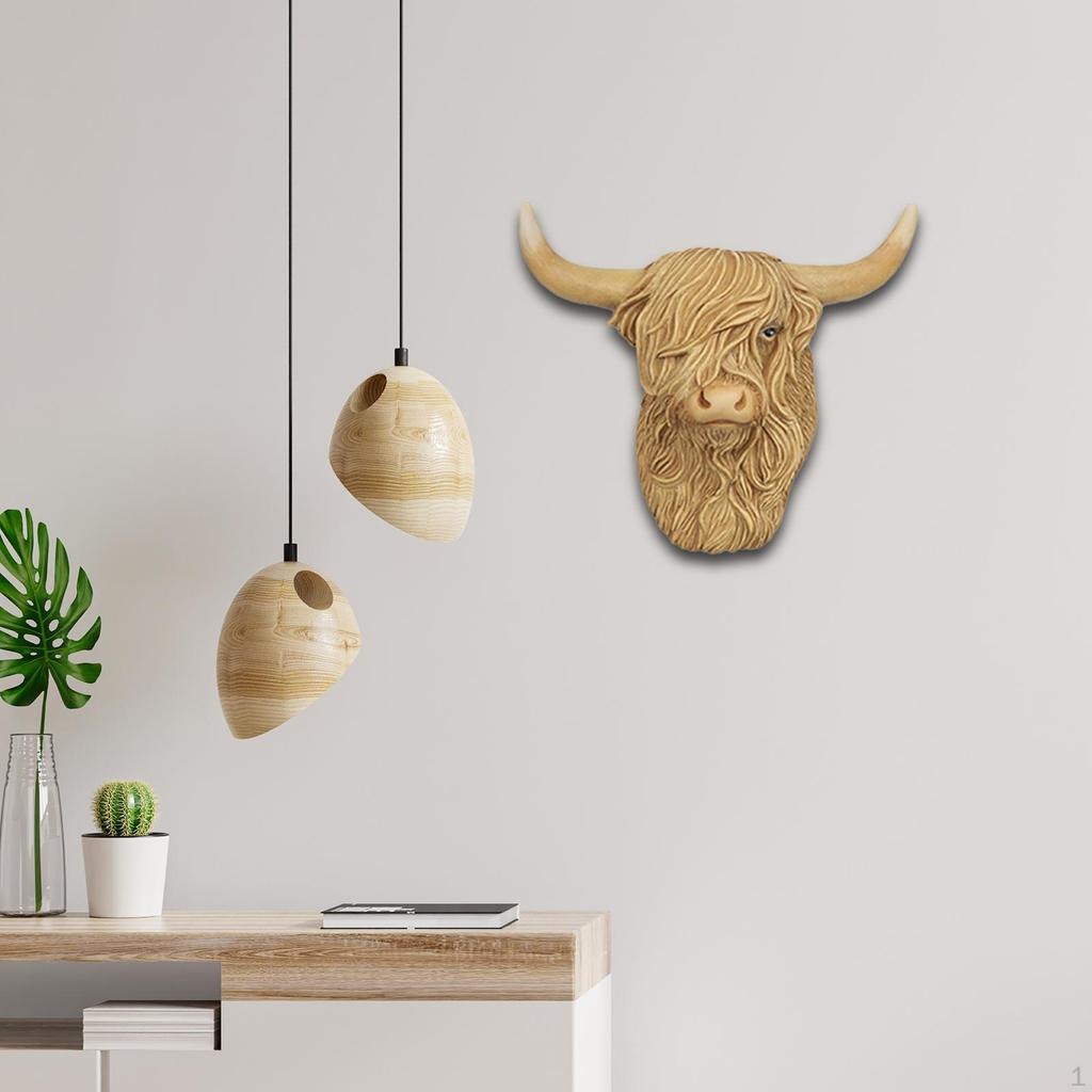Cow Decor Head Figurine Resin Cute Animal Wall Hanging Decoration for Park Farm
