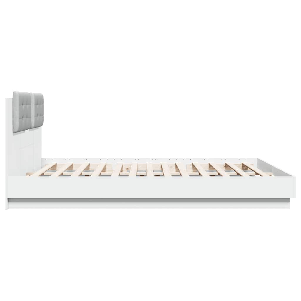 Bed Frame with Headboard and LED Lights White 180 x 200 cm