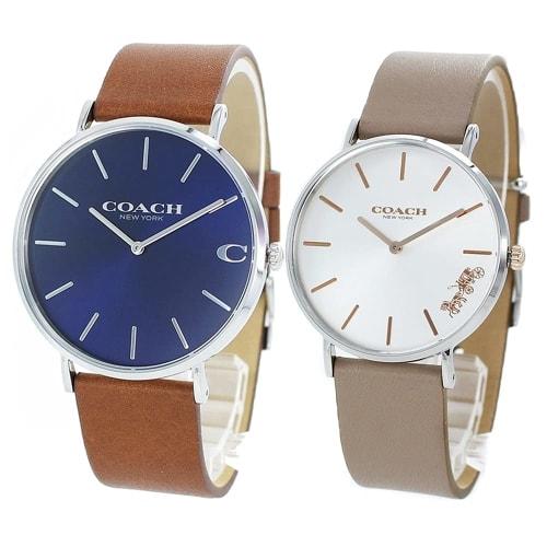 

Coach Charles Perry Simple Slim Watch with Storage Box, Brown and Beige Leather, 1460215114503119