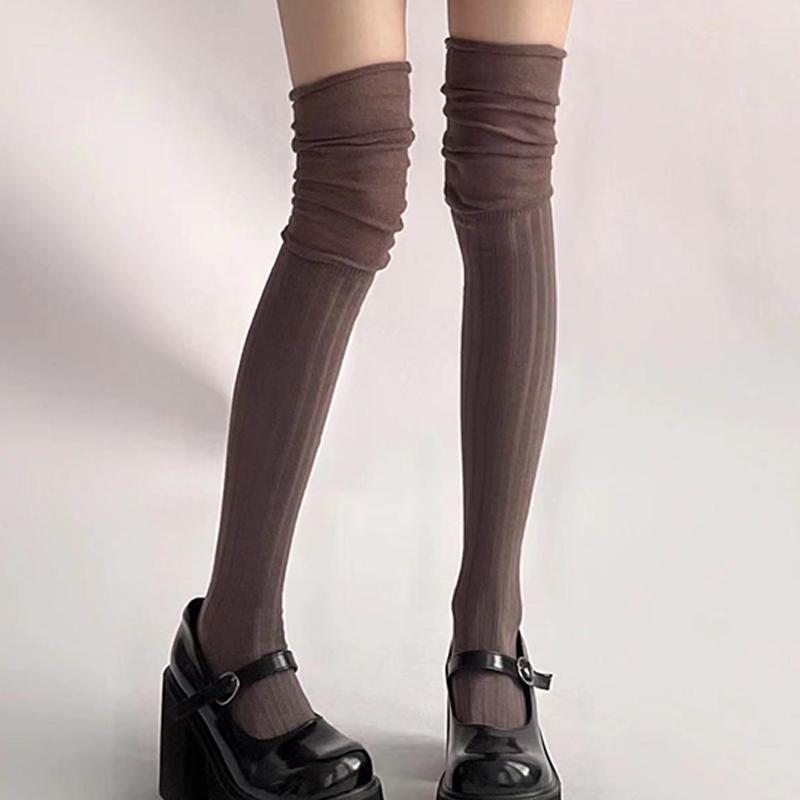 Medias de Color Sólido para Mujer Hasta el Muslo Por Encima de la Rodilla Calcetines JK Japoneses