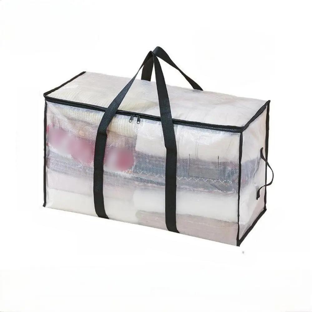 1PC 72/88/95L Quilt Organizer Bag Foldable Transparent Large Capacity Closet Sort Double Zipper Portable Storage for Clothes