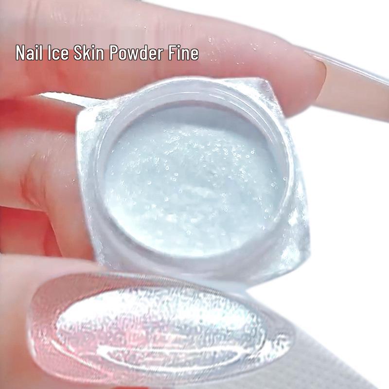 Nail Art Diamond & Pearl Mirror Powder – Iridescent White Moonlight Ice Skin Powder