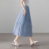 SOFSIL French Vintage Plaid Straight Midi Skirt