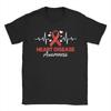 In February We Wear Red CHD Heart Ribbon  Cotton T Shirt For Couple Summer  YK Casual TShirts O Neck Hippie Tee Shirt Gift