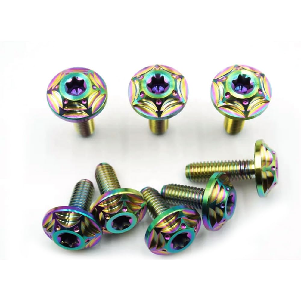 License Plate Bolts M6*15mm Set of 4 Titanium Car License Plate Frame Screws Bolts Anti-theft Screws with L Wrench (Colorful)