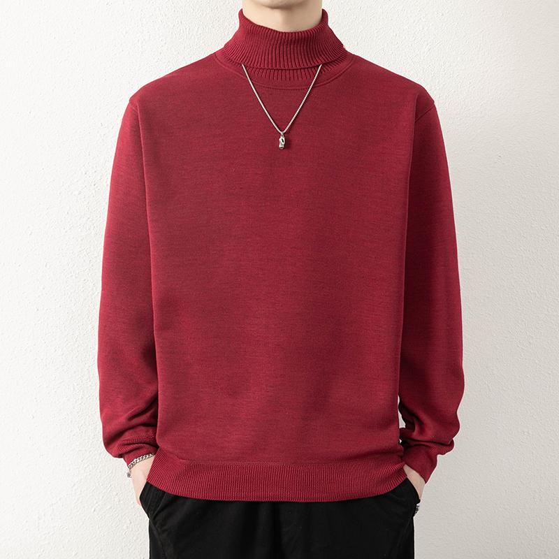 2024 Pánské rolákové svetry Zimní teplý pletený pulovr Korejský jednobarevný ležérní slim svetr Pánské oblečení Spodní tričko